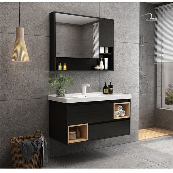 Cabinet Ystafell Ymolchi Minimalist Melamine